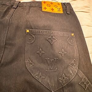 Louis Vuitton Black Jeans with Gold Accents